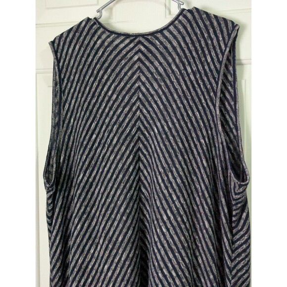 Lane Bryant Sleeveless Open Knit Duster Cardigan Womens 26/28 Navy Gray Stripes - Picture 6 of 8
